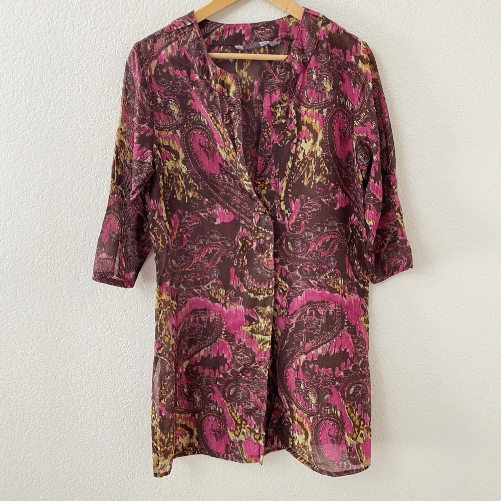 Athleta Swim Cover Up Size Medium Paisley Silk Blend Beach